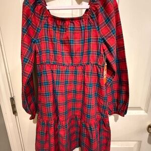 Carter's Red Plaid Long Sleeve Girls Dress